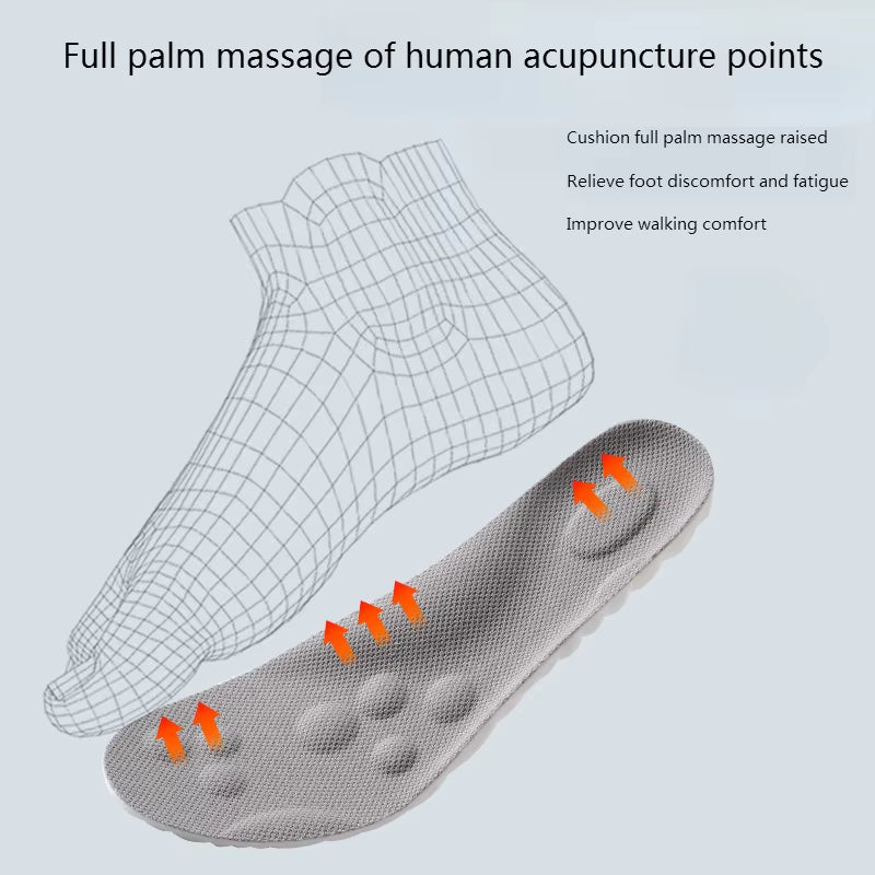 PU Massage Sport Insoles for Shoes Men Antibacterial Deodorant Running Insole for Feet Shock Absorption Sole Non Slip Shoe Pads